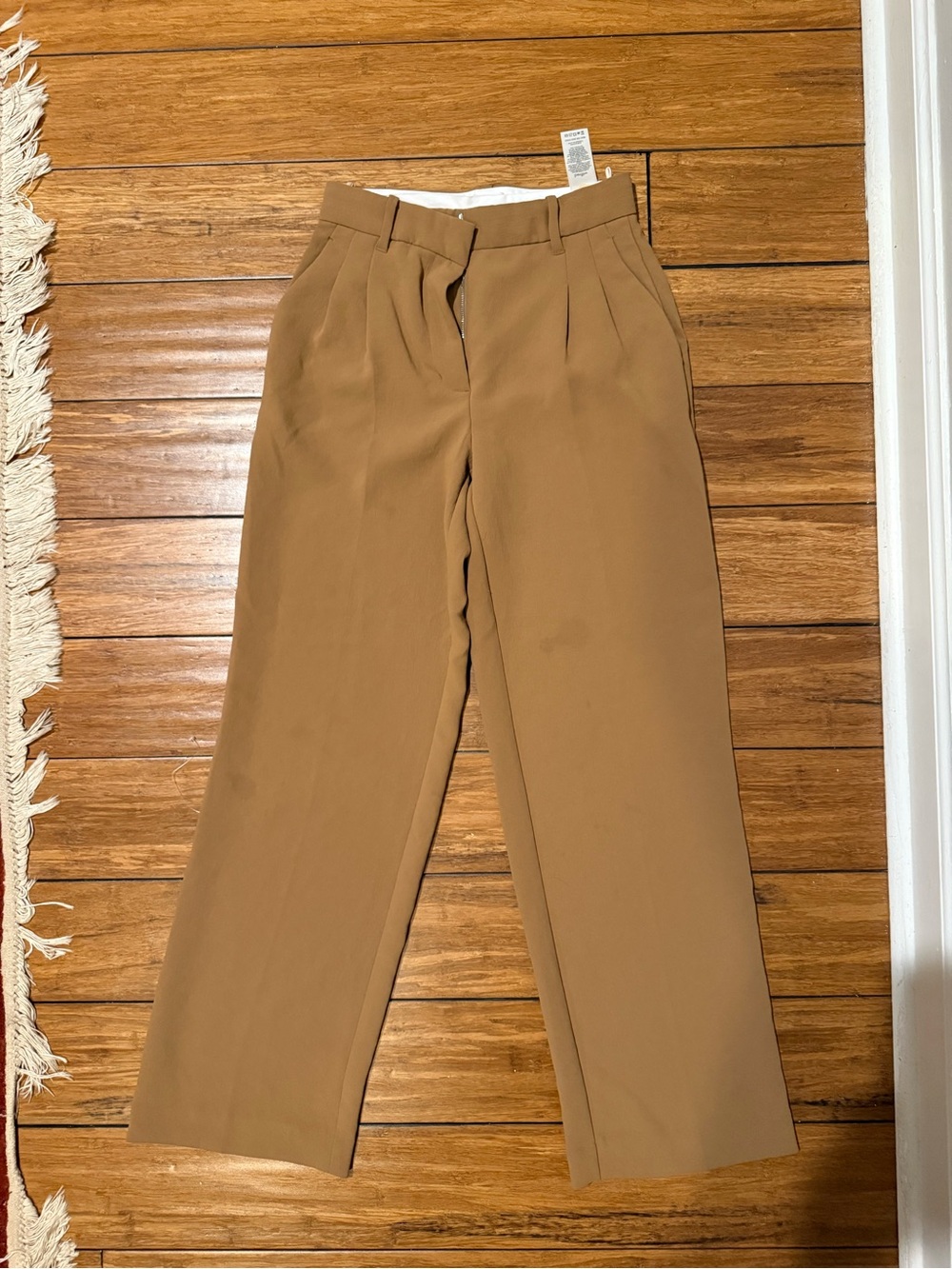 Aritzia Wilfred High-Rise Pleated Wide-Leg Trousers - Camel, size 2